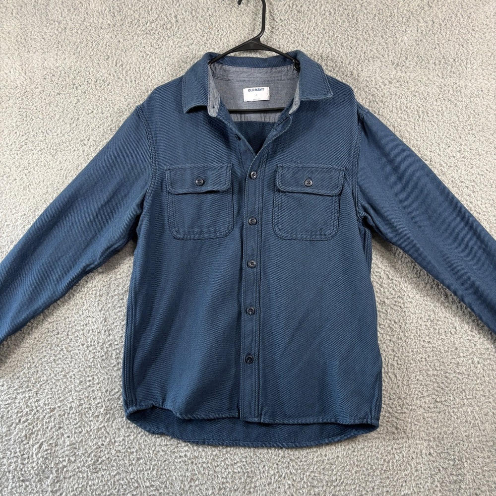 Old Navy Mens Blue Cotton Twill Long Sleeve Button Down Work Shirt Size M